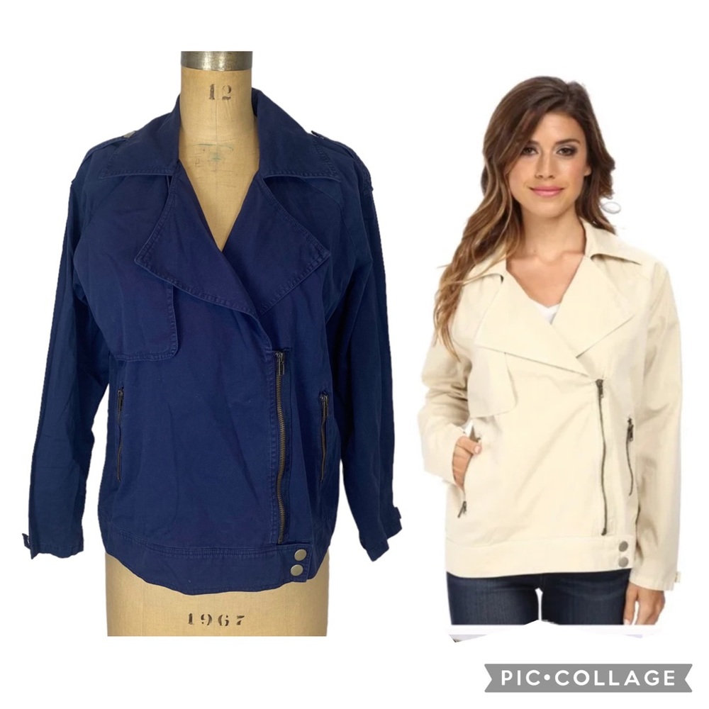 Michael Stars Motto Relaxed Fit Trench Jacket in Navy Size S